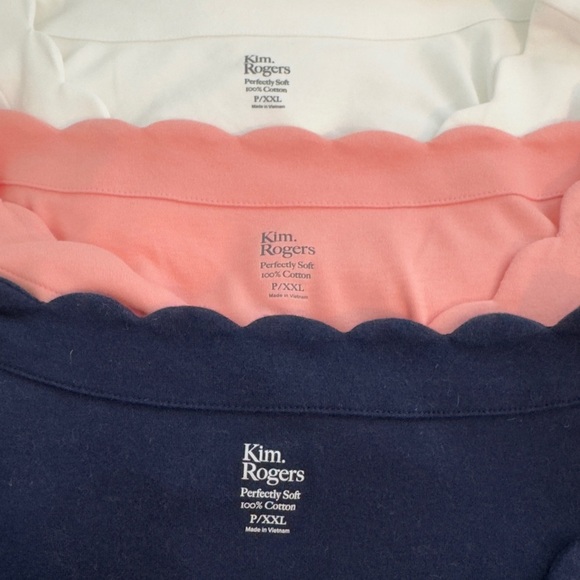 Kim Rogers Perfectly Soft Scalloped Neck T Shirt Bundle P/XXL - Picture 8 of 9